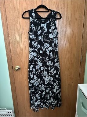 Elementz Black Maxi Dress with White Floral Print